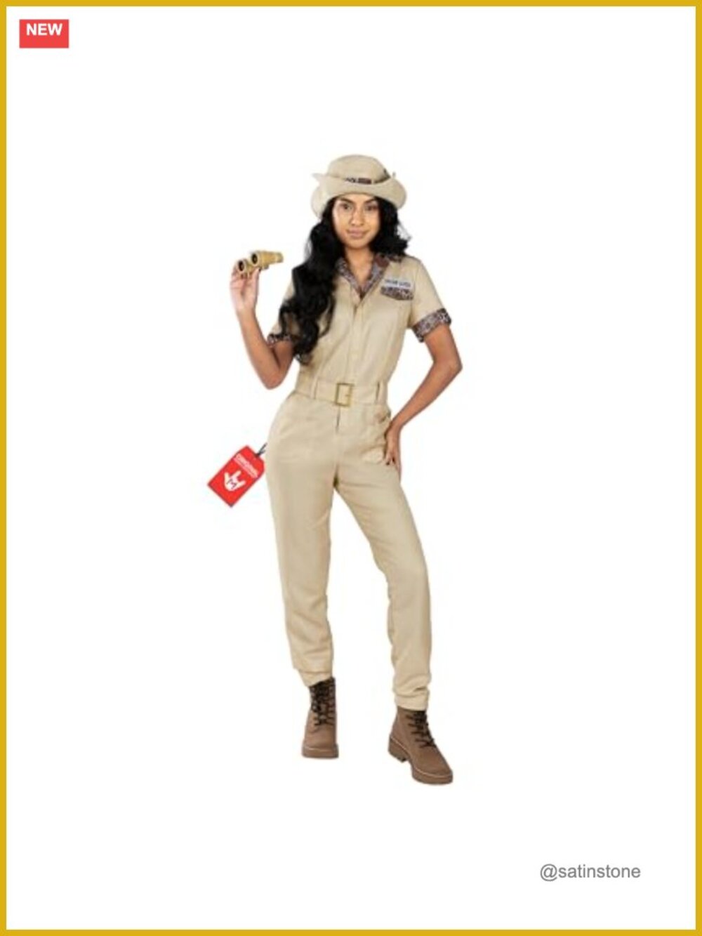 Safari Costume Women Jumpsuit Hat Badges Halloween Explorer